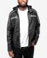 Фото #1 товара Men's Grainy Polyurethane Moto Jacket with Hood and Faux Shearling Lining