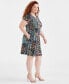 Plus Size Printed Fit & Flare Dress Голубой, 14W - фото #3