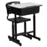 Фото #4 товара Adjustable Height Student Desk And Chair With Black Pedestal Frame