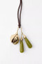 LEATHER CORD NECKLACE WITH FLOWER AND STONE