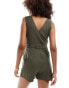 New Look button down playsuit in khaki