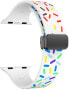 Фото #1 товара Silikonový řemínek s barevným motivem pro Apple Watch 42/44/45/49 mm - Bílý