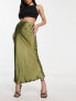 Фото #4 товара River Island satin bias midi skirt in khaki