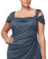 Фото #3 товара Plus Size Draped Cold-Shoulder Dress