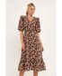 ფოტო #2 პროდუქტის Women's Crinked Floral Puff Sleeve Maxi Dress