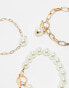 ALDO pearl 3 pack bracelets in gold