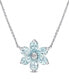 ფოტო #1 პროდუქტის Aquamarine and Diamond Accent Floral Necklace