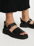 ASRA Exclusive Samba flat sandals with buckle strap in black leather