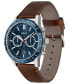 ფოტო #2 პროდუქტის Men's Allure Chronograph Brown Leather Strap Watch 44mm