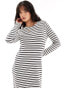 New Look long sleeve crochet maxi dress in stripe