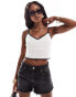 Фото #2 товара Abercrombie & Fitch crochet bralet top in off-white and black