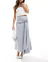 Фото #2 товара & Other Stories maxi skirt with drape side tie and buckle detail in light grey