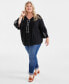 Фото #2 товара Plus Size Embroidered Pintuck Blouse, Created for Macy's