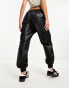 River Island utility faux leather cargo trouser in black