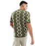 Фото #4 товара ASOS DESIGN knitted crew neck t-shirt in textured khaki wiggle pattern