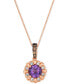 ფოტო #1 პროდუქტის Grape Amethyst (1-1/6 ct. t.w.) & Diamond (1/4 ct. t.w.) Flower Adjustable 20" Pendant Necklace in 14k Rose Gold