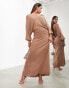 Фото #2 товара ASOS EDITION backless long sleeve knitted midi dress in mocha