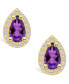 ფოტო #3 პროდუქტის Amethyst (1-3/4 ct. t.w.) and Diamond (1/3 ct. t.w.) Halo Stud Earrings in 14K Yellow Gold