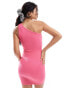 Фото #2 товара New Look one shoulder jersey mini dress in pink