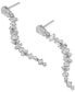 Фото #2 товара Silver-Tone Mixed Cubic Zirconia Linear Drop Earrings, Created for Macy's