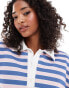 ASOS DESIGN striped rugby sweatshirt polo in pink