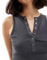 Miss Selfridge sleeveless popper top in charcoal