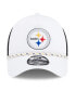 ფოტო #4 პროდუქტის Men's White/Black Pittsburgh Steelers Court Sport Foam Front A-Frame 9FORTY Adjustable Trucker Hat