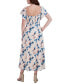 ფოტო #2 პროდუქტის Women's Printed Smocked Flutter-Sleeve Midi Dress