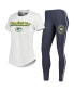 Фото #1 товара Women's White, Charcoal Green Bay Packers Sonata T-shirt and Leggings Sleep Set