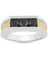 ფოტო #1 პროდუქტის Men's Black Diamond Three Stone Concave Ring (1-1/2 ct. t.w.) in Sterling Silver & 14k Gold-Plate