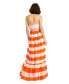 Women's Striped Organza Strapless Ruffle Maxi Dress