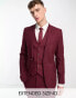 Фото #1 товара ASOS DESIGN super skinny linen mix suit jacket in burgundy