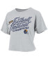Фото #2 товара Women's Gray Distressed Michigan Wolverines College Football Playoff 2023 National Champions Vintage-Like Waist-Length T-shirt