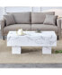 Фото #8 товара Modern White Coffee Table with Patterns, Perfect for Living Rooms, 43.3"x21.6"x17.2"