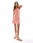 ASOS DESIGN tie front crochet mini dress in pink