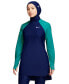 Фото #1 товара Nike Women's Colorblocked Long-Sleeve Swim Tunic Swimsuit size L 303946