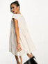 Фото #4 товара ASOS DESIGN cotton v neck mini smock dress in cream