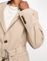 Фото #10 товара ASOS DESIGN skinny belted blazer in taupe in micro texture