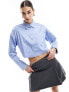 JDY long sleeve cropped shirt in blue