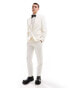 ASOS DESIGN slim tuxedo suit trouser in cream Белый, W34 L32 - фото #1