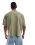 ASOS DESIGN boxy oversized t-shirt in heavyweight 220gsm washed khaki with Valley chest print