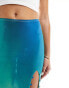 Фото #4 товара Farai London Akari mesh thigh split button through maxi skirt in blue ombre