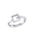 ფოტო #1 პროდუქტის On the Block Square Design Sterling Silver Diamond Ring