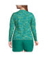 ფოტო #3 პროდუქტის Plus Size Crew Neck Long Sleeve Rash Guard UPF 50 Swim Tee