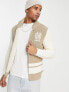 Фото #1 товара Hollister monogram logo sherpa lined shawl collar full zip knit cardigan in tan