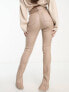 Фото #2 товара ASOS DESIGN Hourglass power stretch skinny kick flare with split hem in beige coated