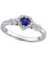 ფოტო #1 პროდუქტის Lab-Grown Blue Sapphire (1/4 ct. t.w.), Lab-Grown White Sapphire (1/8 ct. t.w.), & Diamond Accent Heart Ring in Sterling Silver