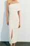 Фото #3 товара Длинное платье из эластичной ткани со сборками ZARA
