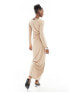 Extro & Vert maxi dress with ruching detail in camel Бежевый, DE 38 - фото #7