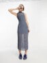 COLLUSION crinkle mesh maxi dress in blue